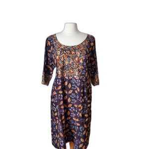 Fair trade Marketplace bohemian peasantcore floral design dress Size M